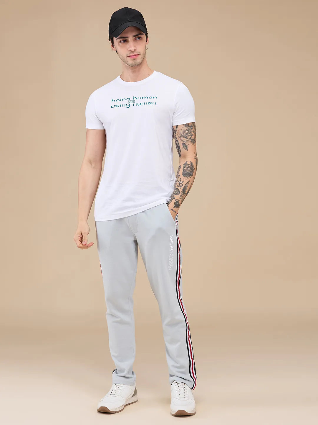 Grey Regular fit Men's Track Pants by Being Human Clothing