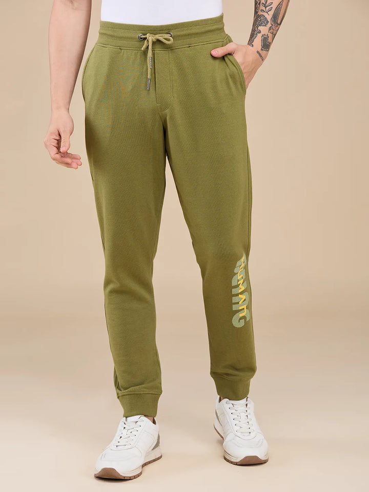 Olive Regular Fit Men's Track Pants by Being Human Clothing
