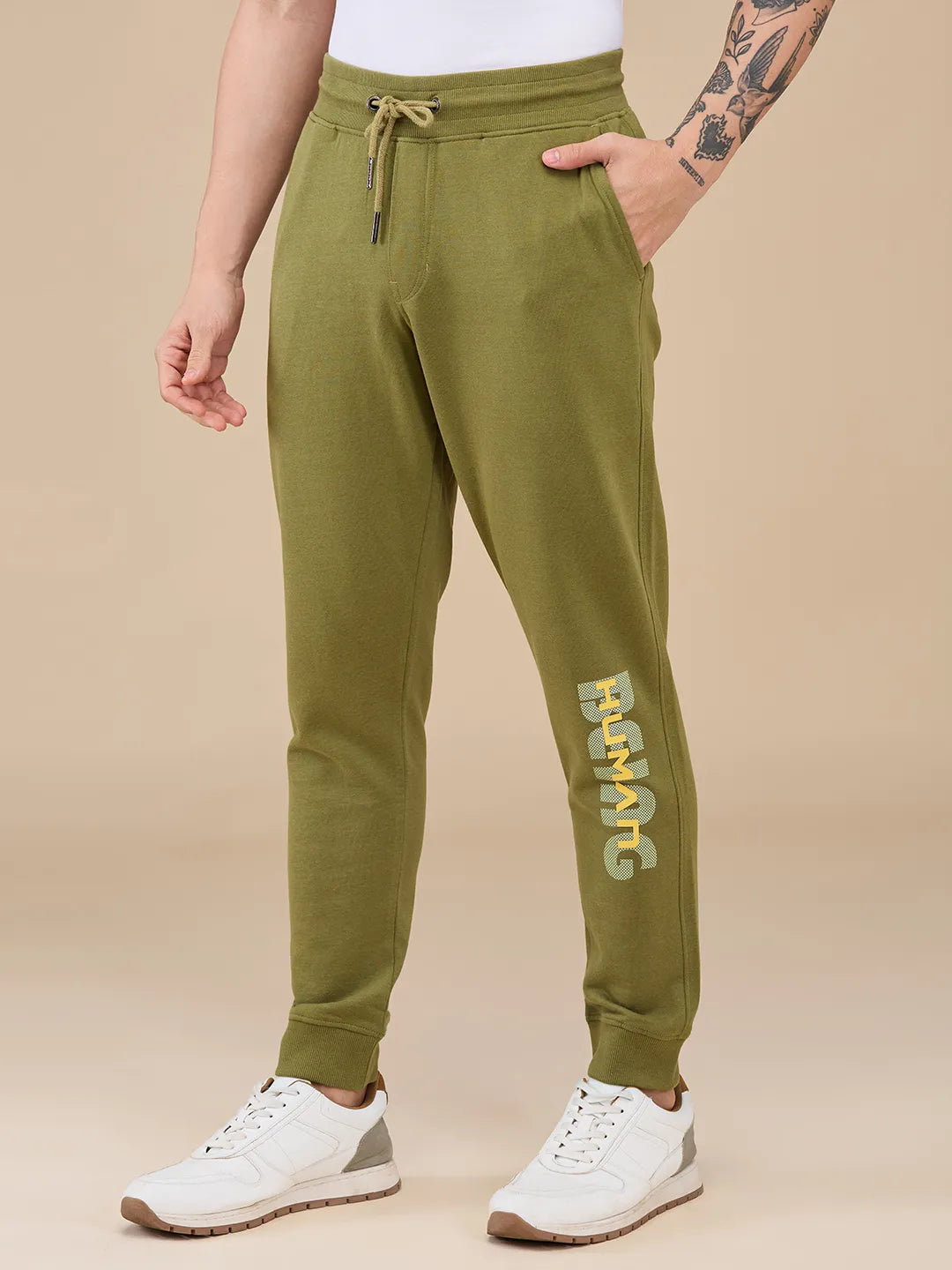 Olive Regular fit Men's Track Pants by Being Human Clothing