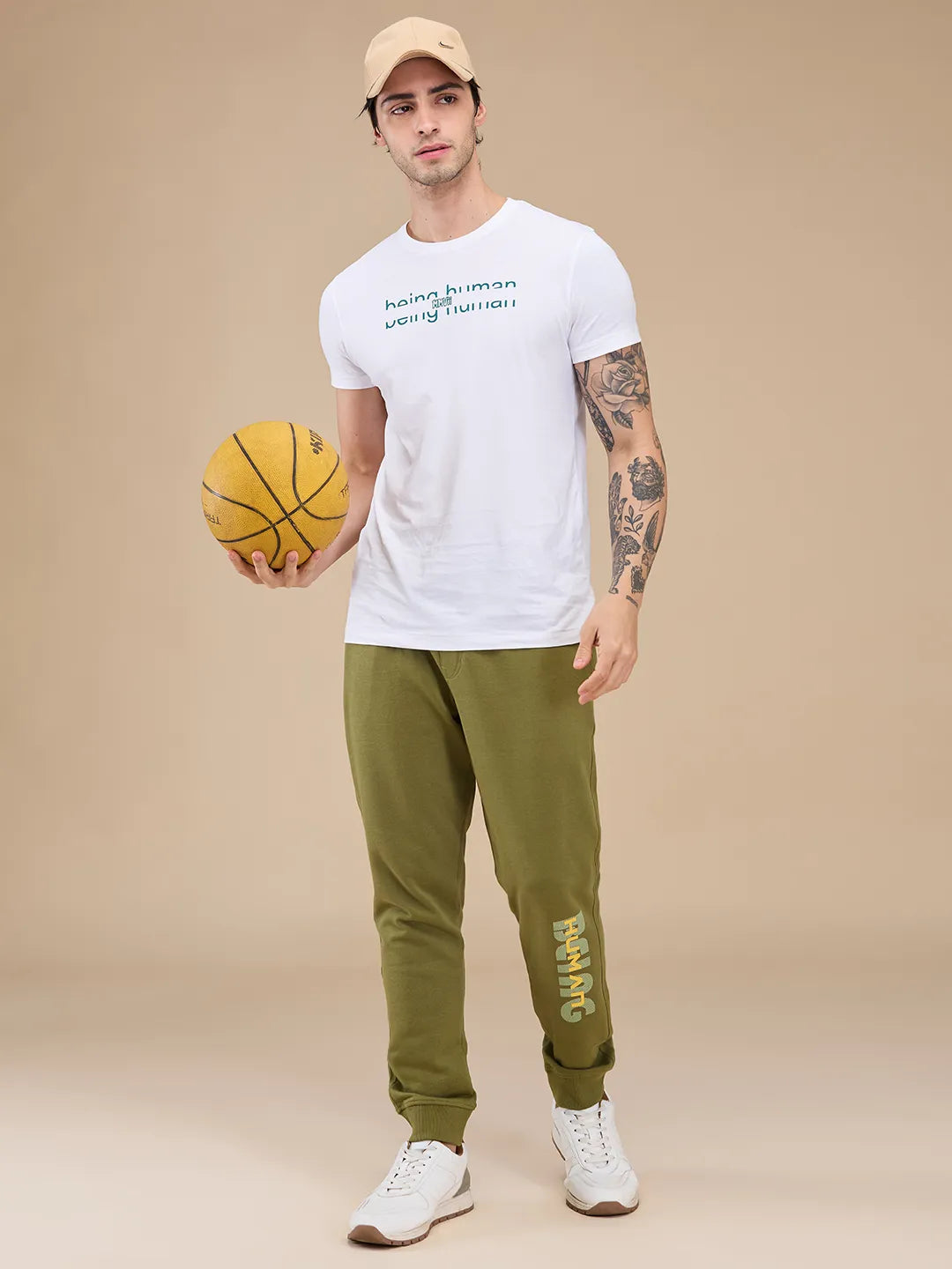 Olive Regular fit Men's Track Pants by Being Human Clothing