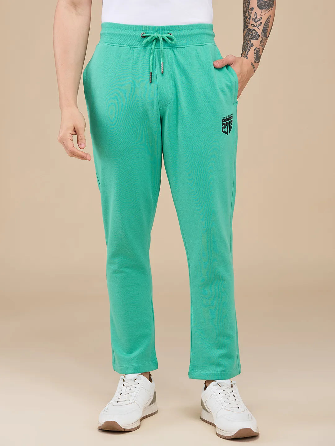 Green Regular Fit Track Pants For Men By Being Human Clothing