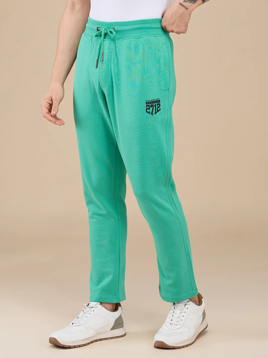 Green Regular Fit Track Pants For Men By Being Human Clothing