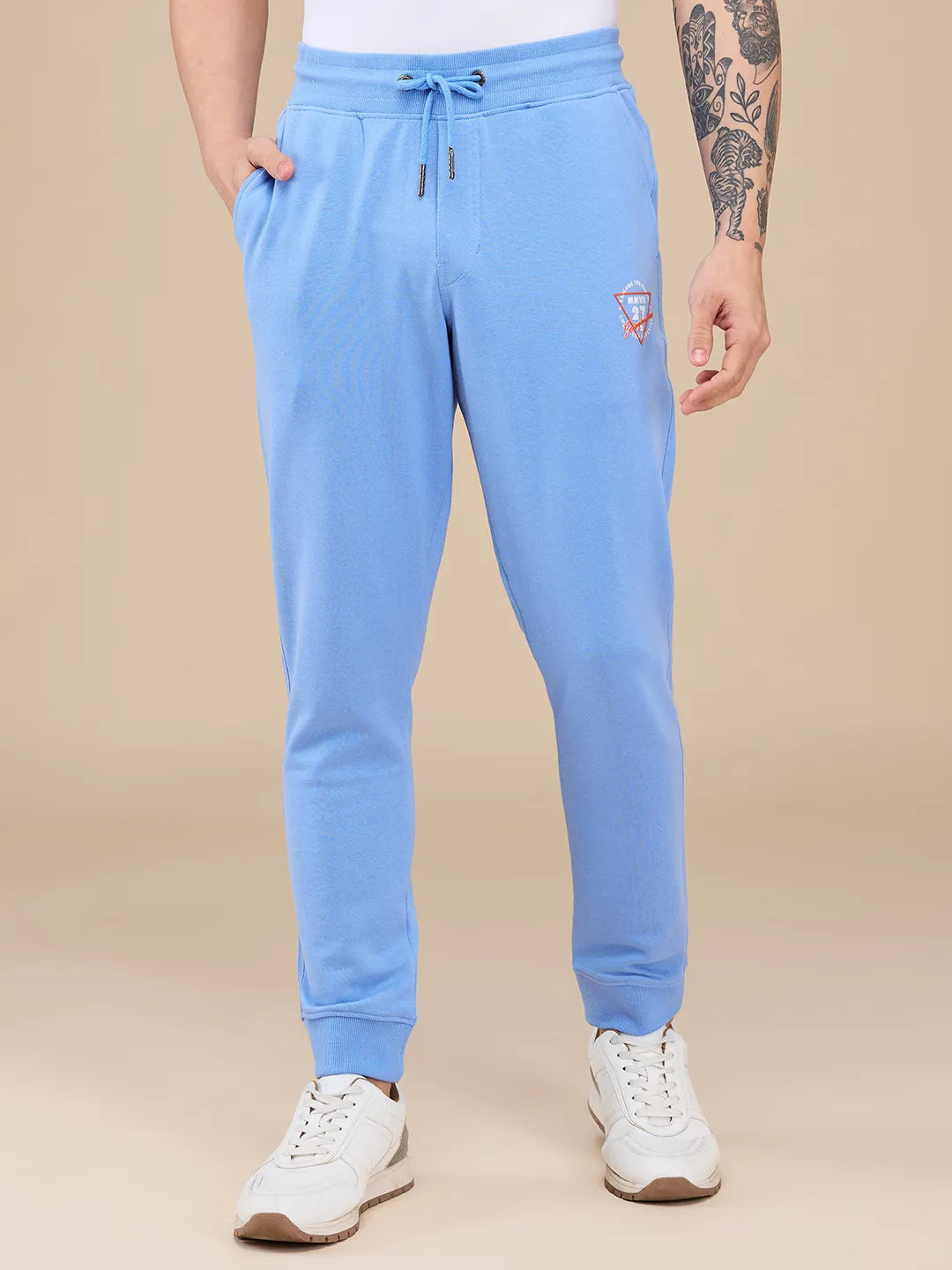 Blue Regular fit Men's Track Pants by Being Human Clothing