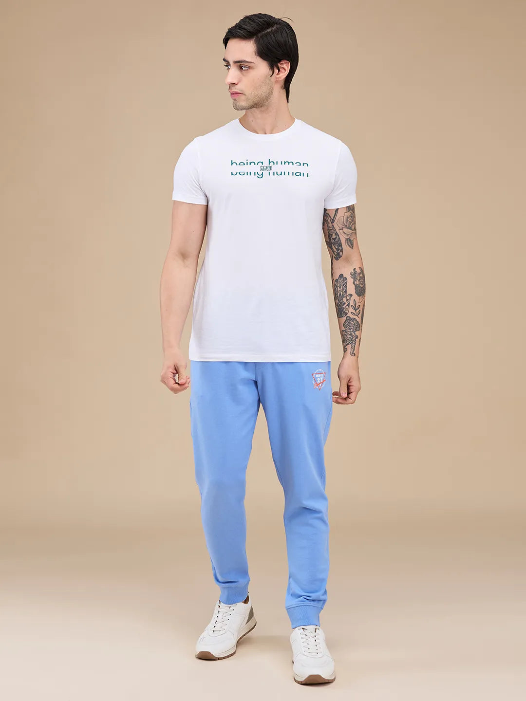 Blue Regular fit Men's Track Pants by Being Human Clothing