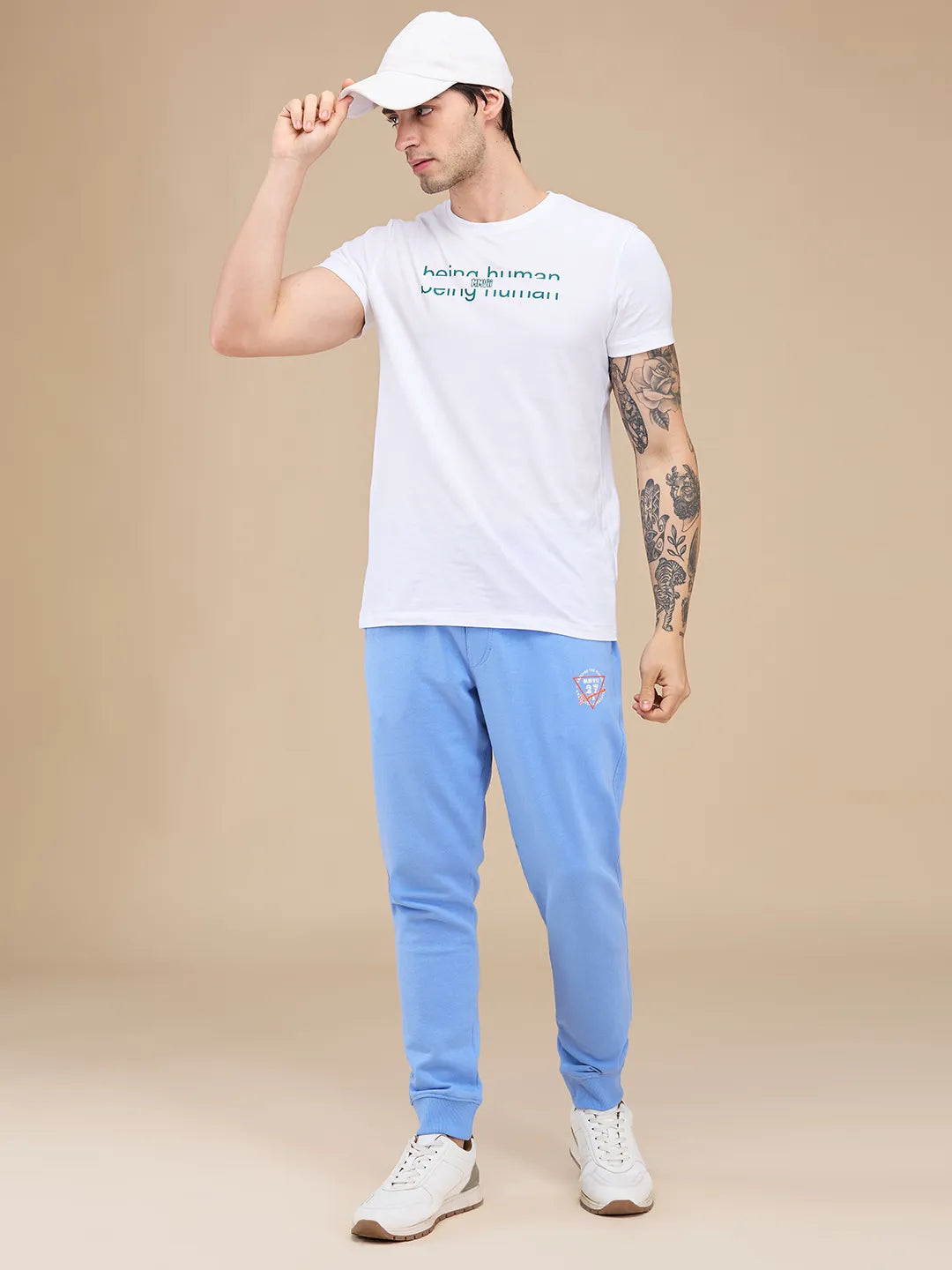 Blue Regular fit Men's Track Pants by Being Human Clothing