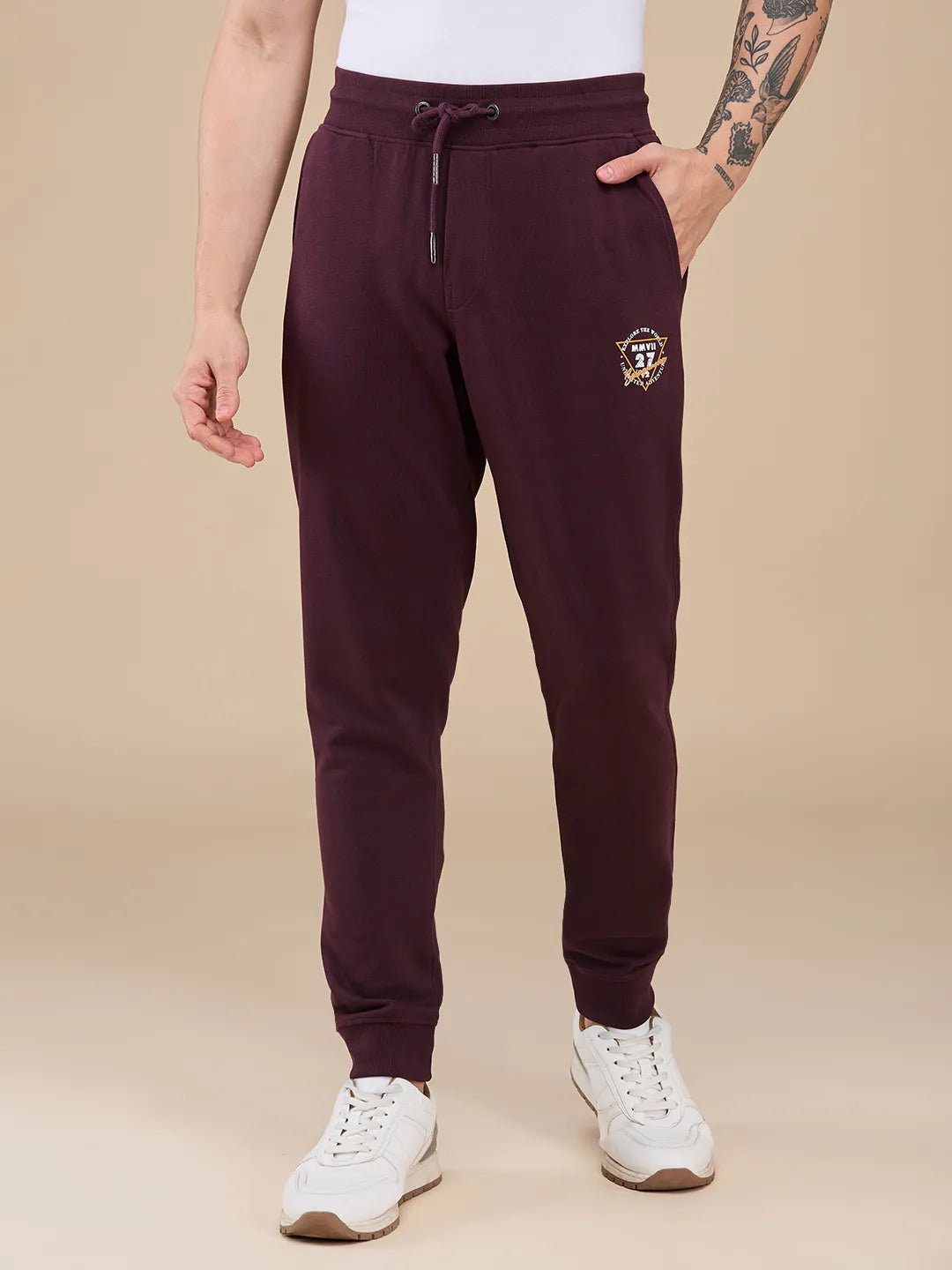 Red Regular fit Men's Track Pants by Being Human Clothing