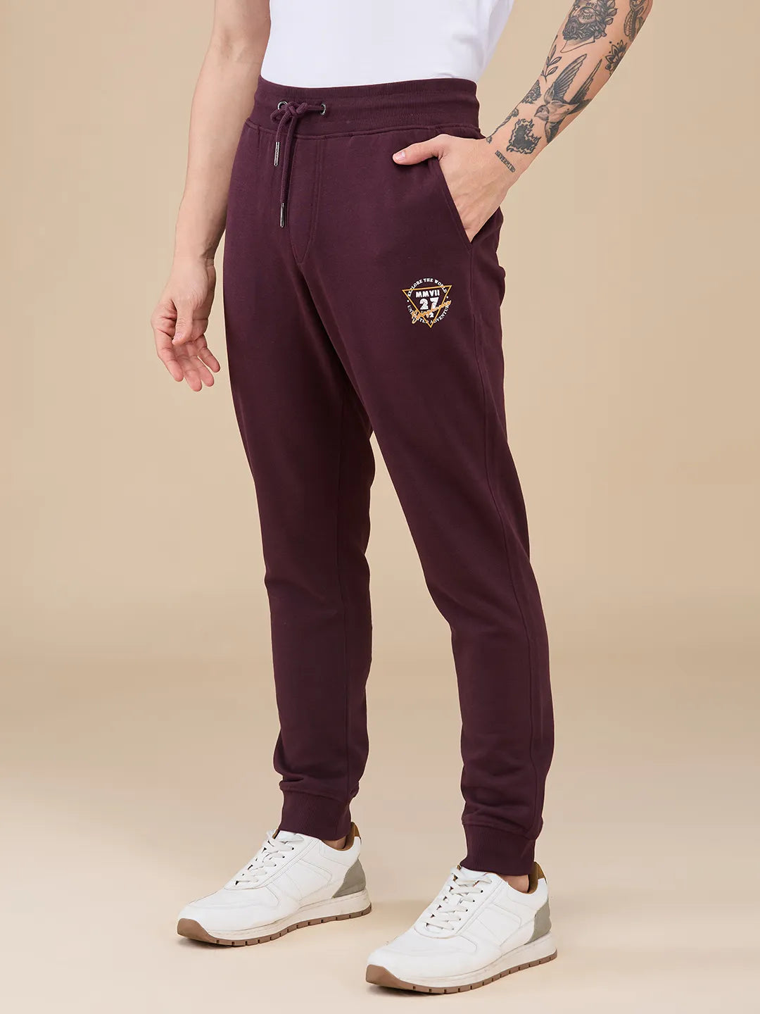 Red Regular fit Men's Track Pants by Being Human Clothing