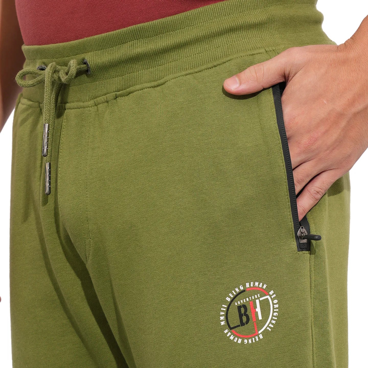 Olive Regular Fit Track Pants For Men By Being Human Clothing