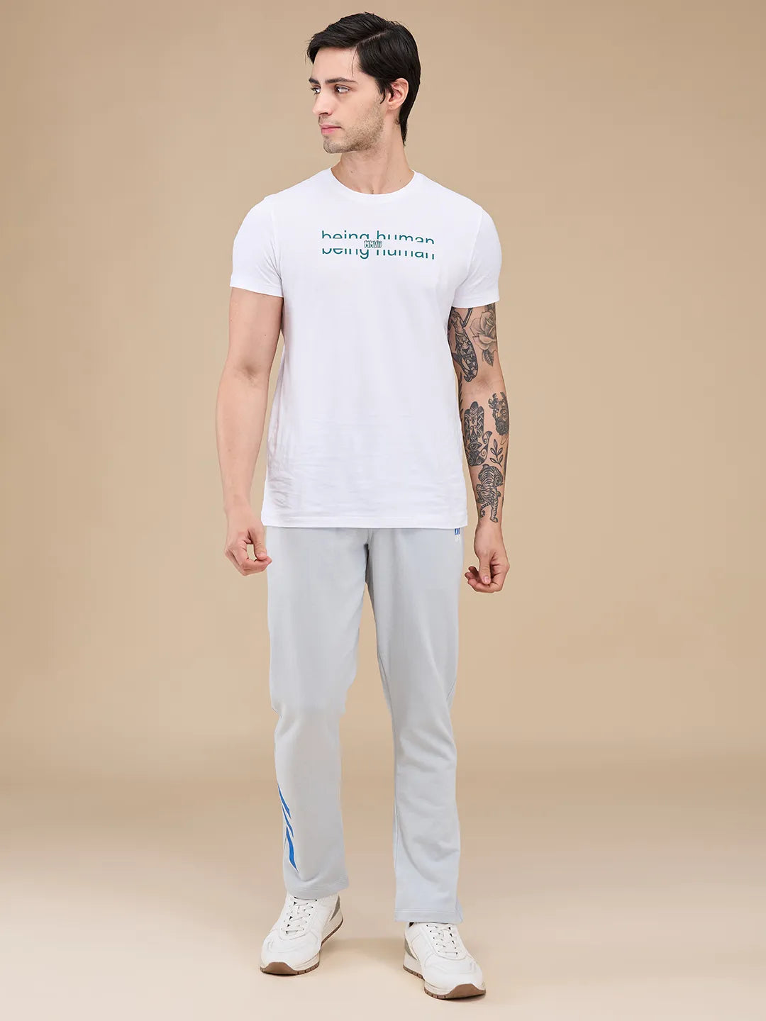 Grey Regular fit Men's Track Pants by Being Human Clothing