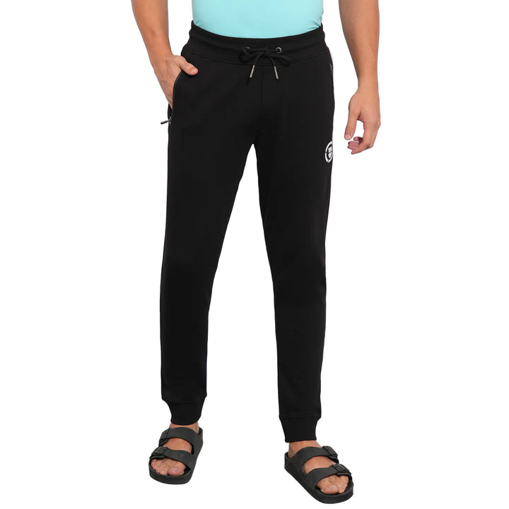 Black Regular Fit Track Pants For Men By Being Human Clothing