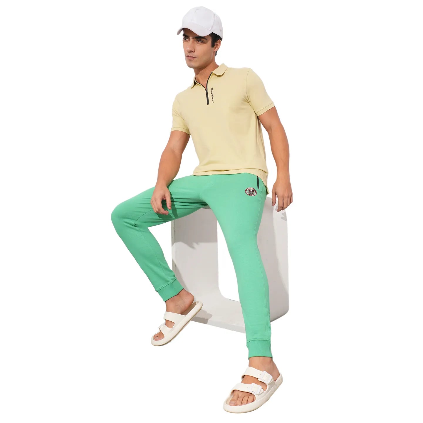 Green Regular fit Men's Track Pants by Being Human Clothing