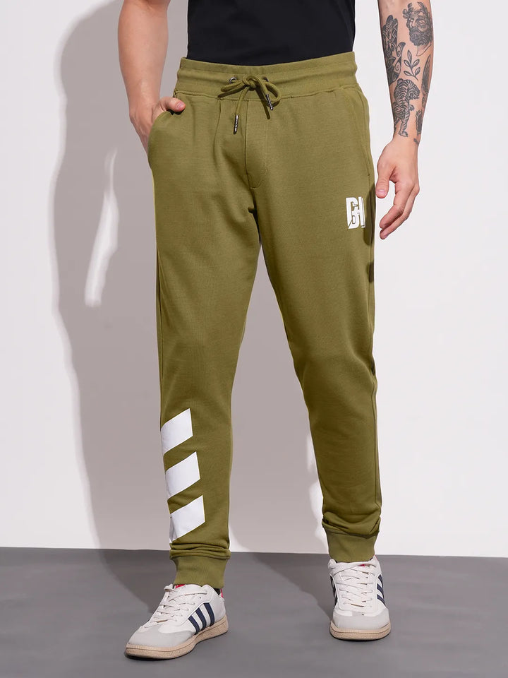 Olive Regular Fit Men's Track Pants