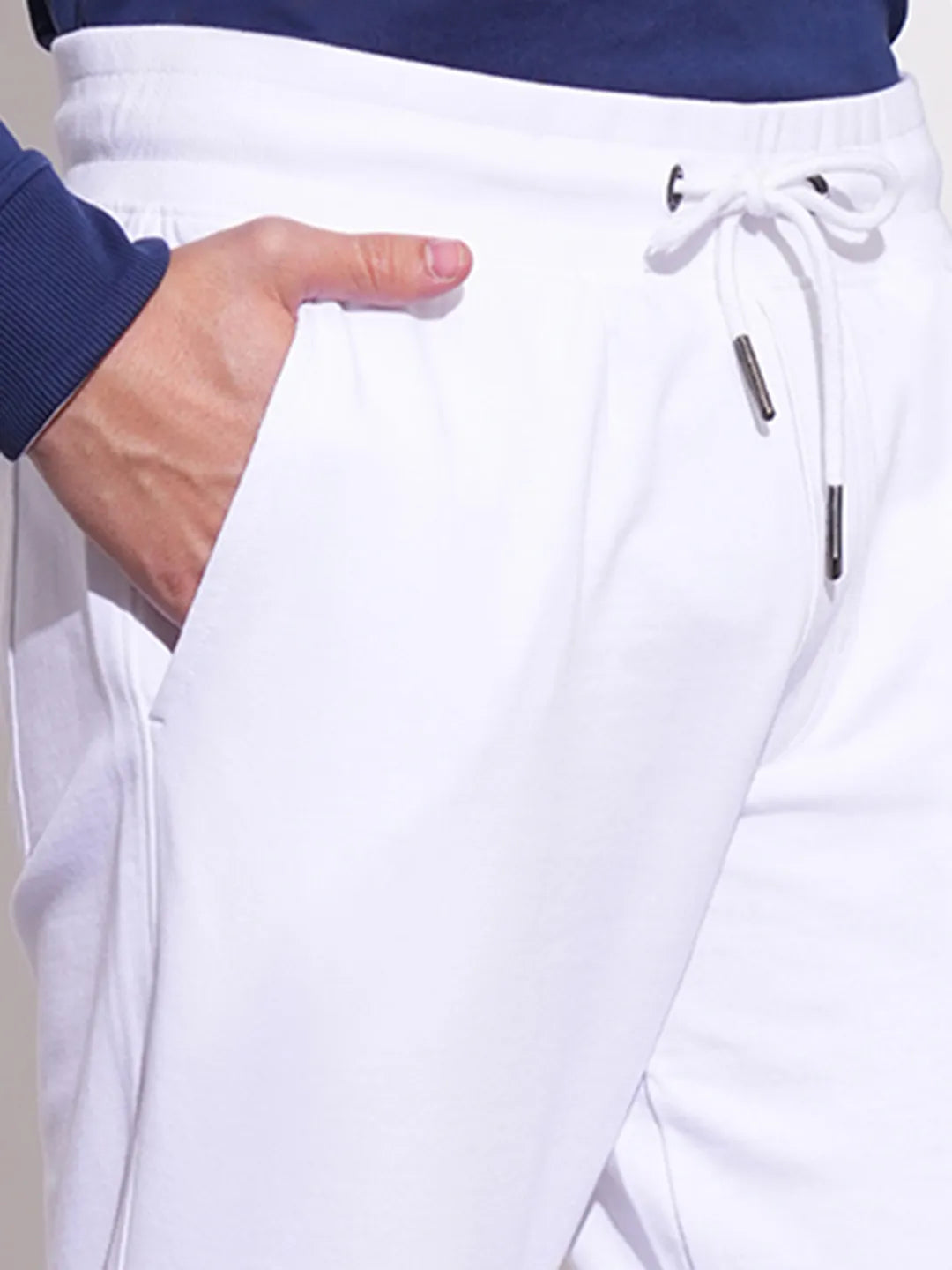 White Regular Fit Track Pants For Men By Being Human Clothing