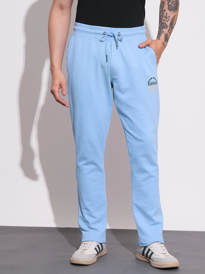 Blue Regular fit Men's Track Pants by Being Human Clothing