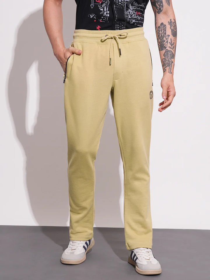 Khaki Regular Fit Track Pants For Men By Being Human Clothing