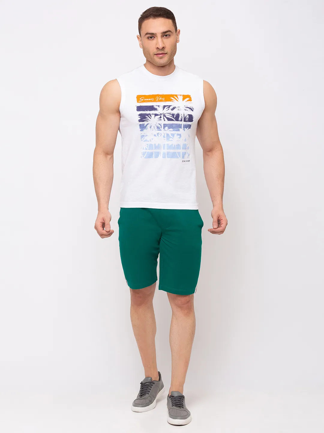 Green Regular Fit Men's Shorts by Being Human Clothing