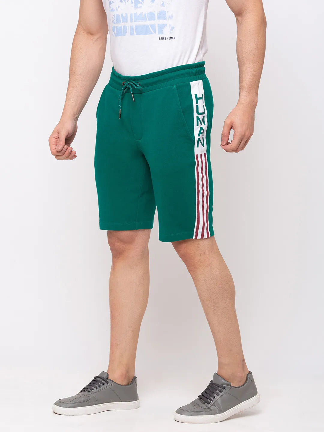 Green Regular Fit Men's Shorts by Being Human Clothing