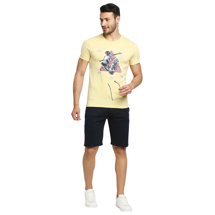 Navy Regular Fit Shorts For Men