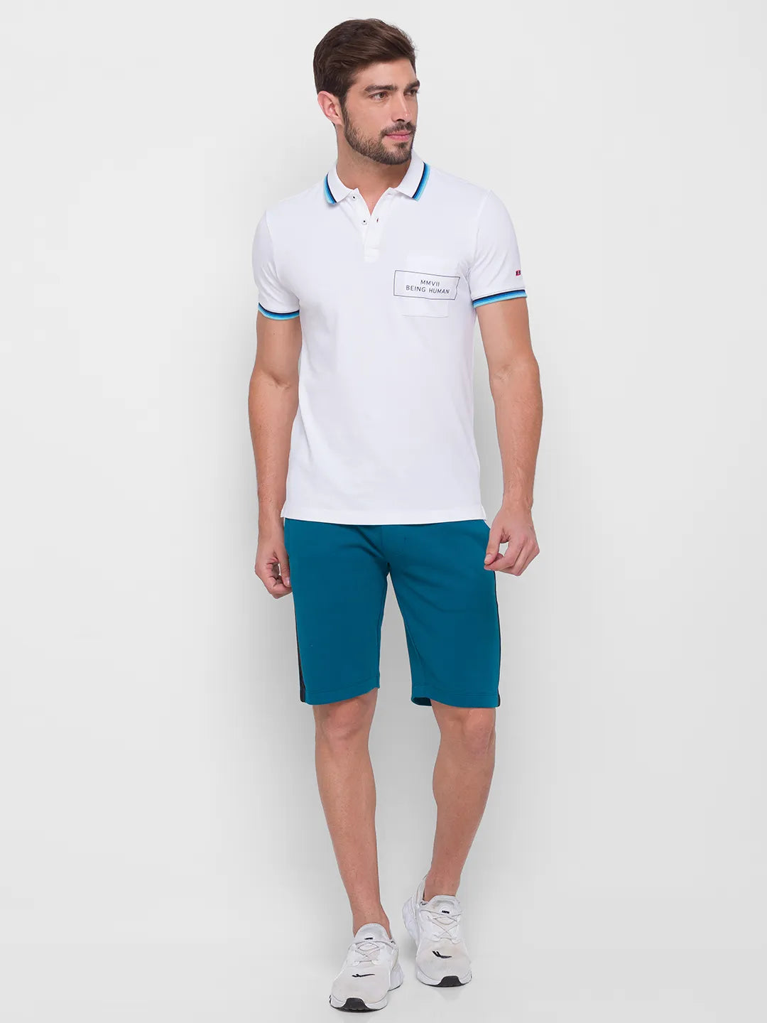 Being Human Clothing Men Regular Fit Shorts-Ocean Blue