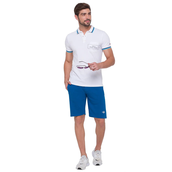 Blue Regular Fit Shorts For Men