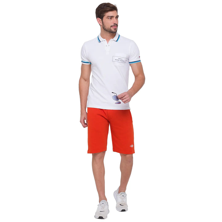 Orange Regular Fit Shorts For Men