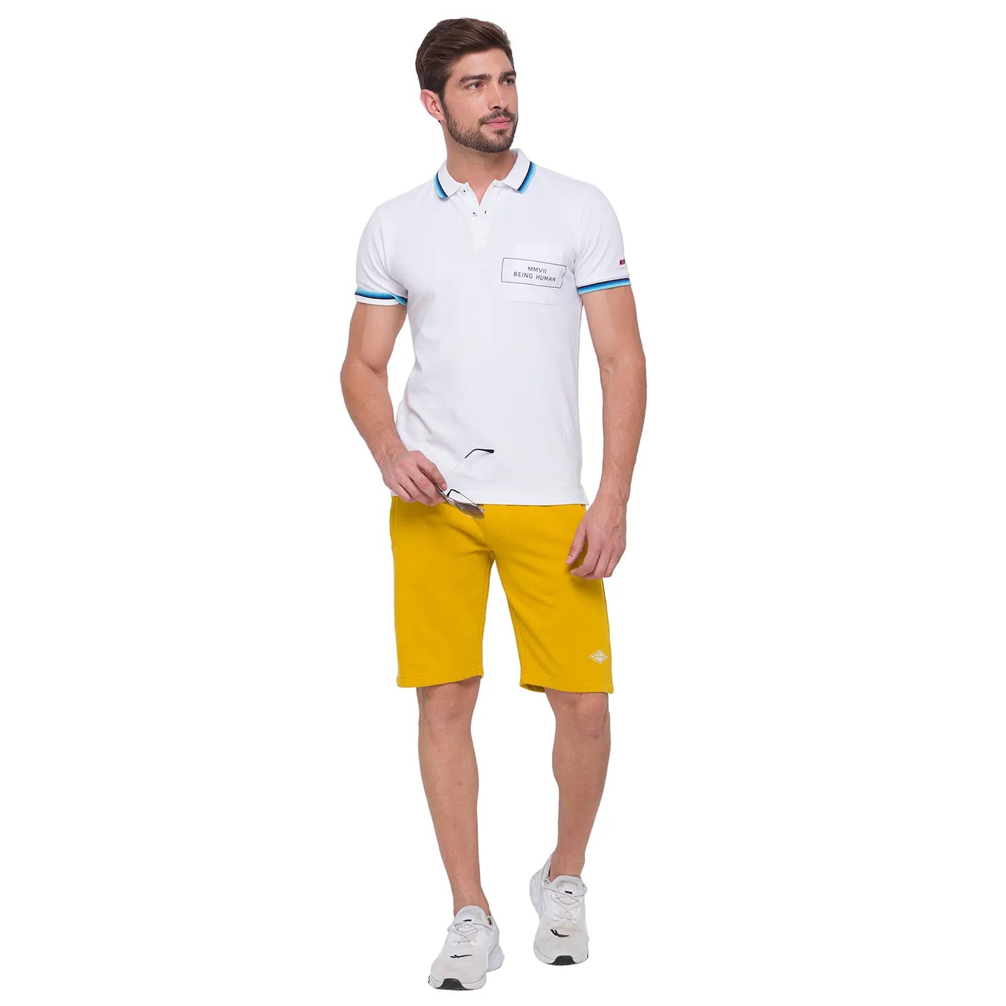 Being Human Clothing Men Regular Fit Shorts-Yellow