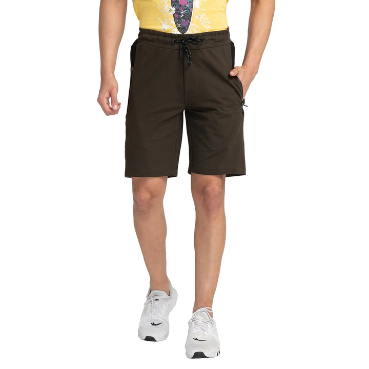 Olive Regular Fit Shorts For Men By Being Human Clothing
