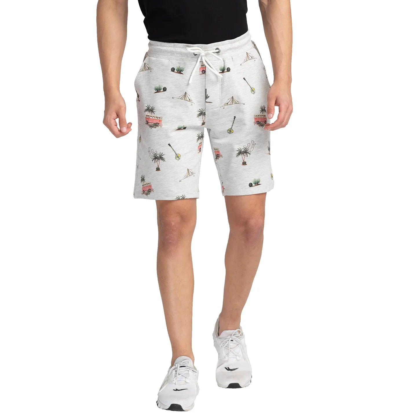 Being Human Clothing Men Regular Fit Shorts-Ecru Melange