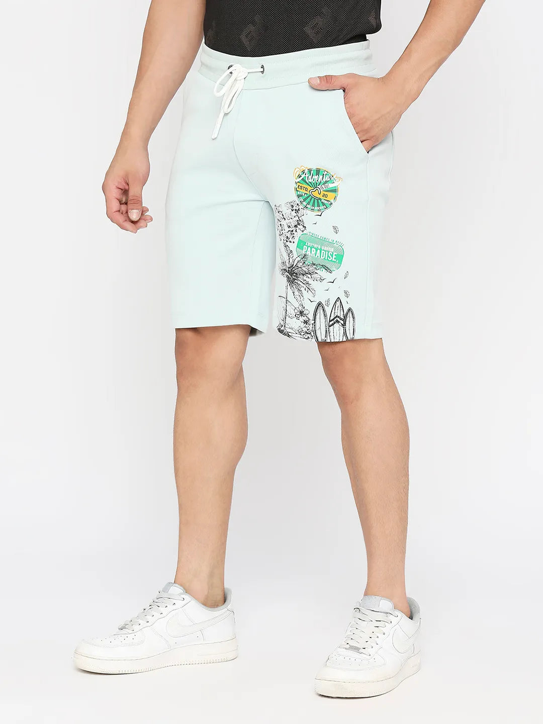 Being Human Clothing Men Regular Fit Shorts-Blue Coral