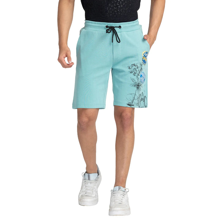 Teal Regular Fit Shorts For Men By Being Human Clothing