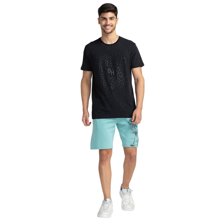 Teal Regular Fit Shorts For Men