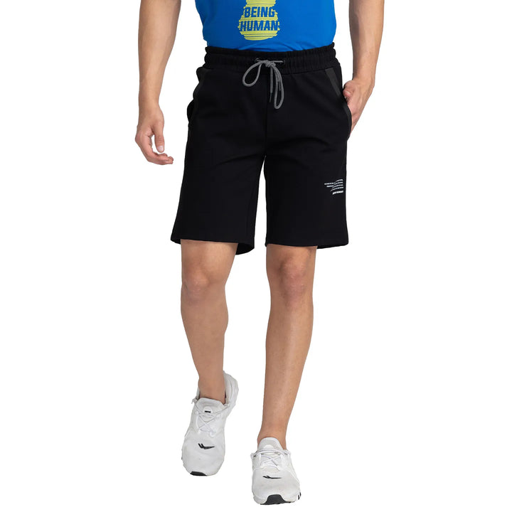 Black Regular Fit Shorts For Men By Being Human Clothing