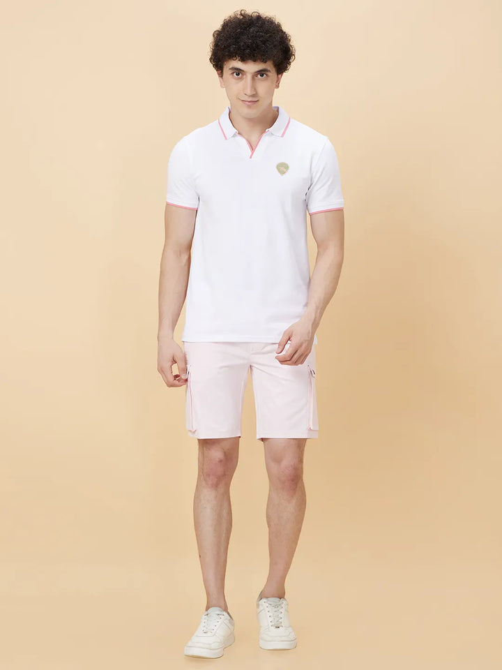 Powder Pink Regular Fit Shorts For Men