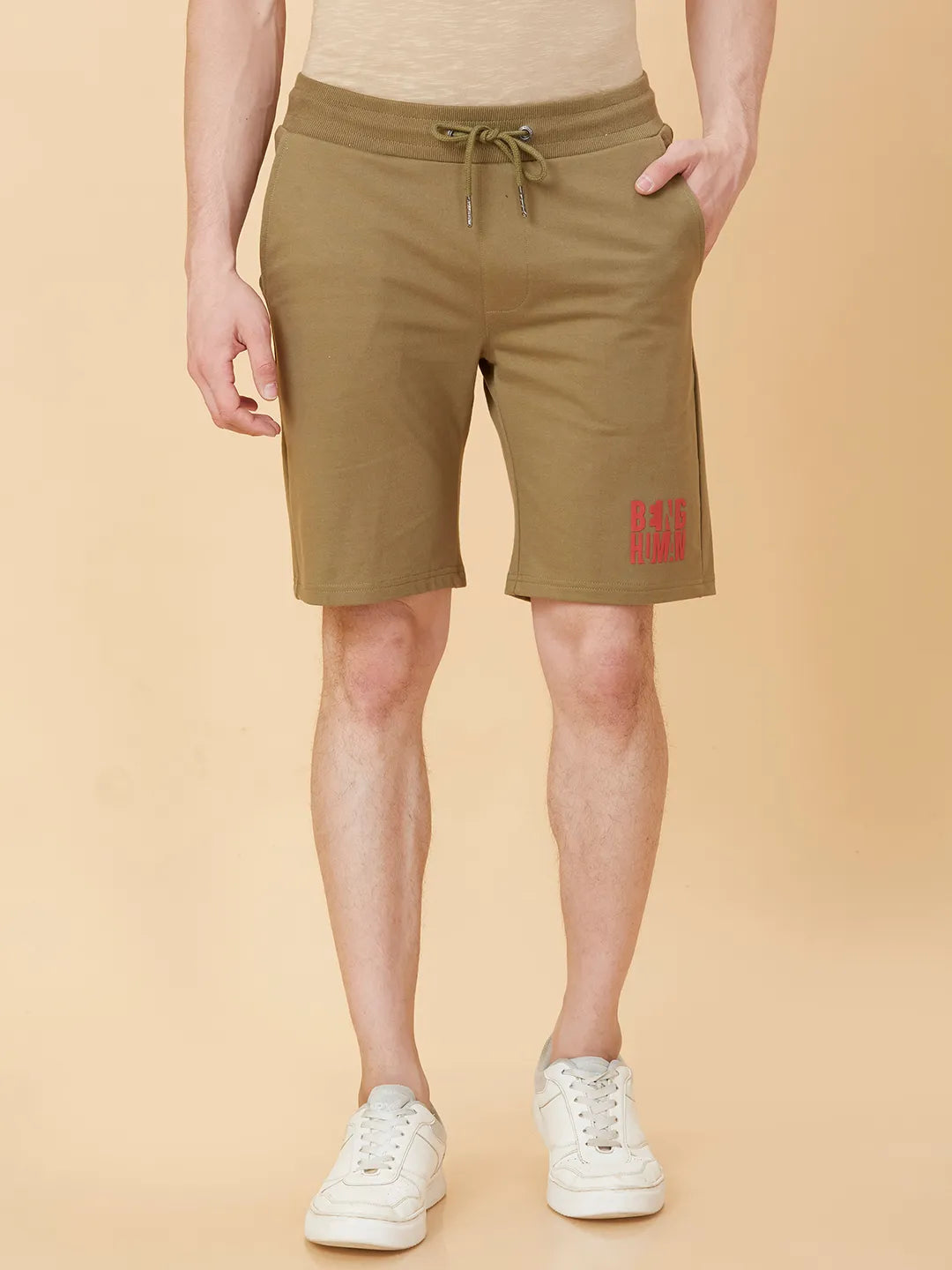 Being Human Clothing Men Regular Fit Track Shorts-Olive