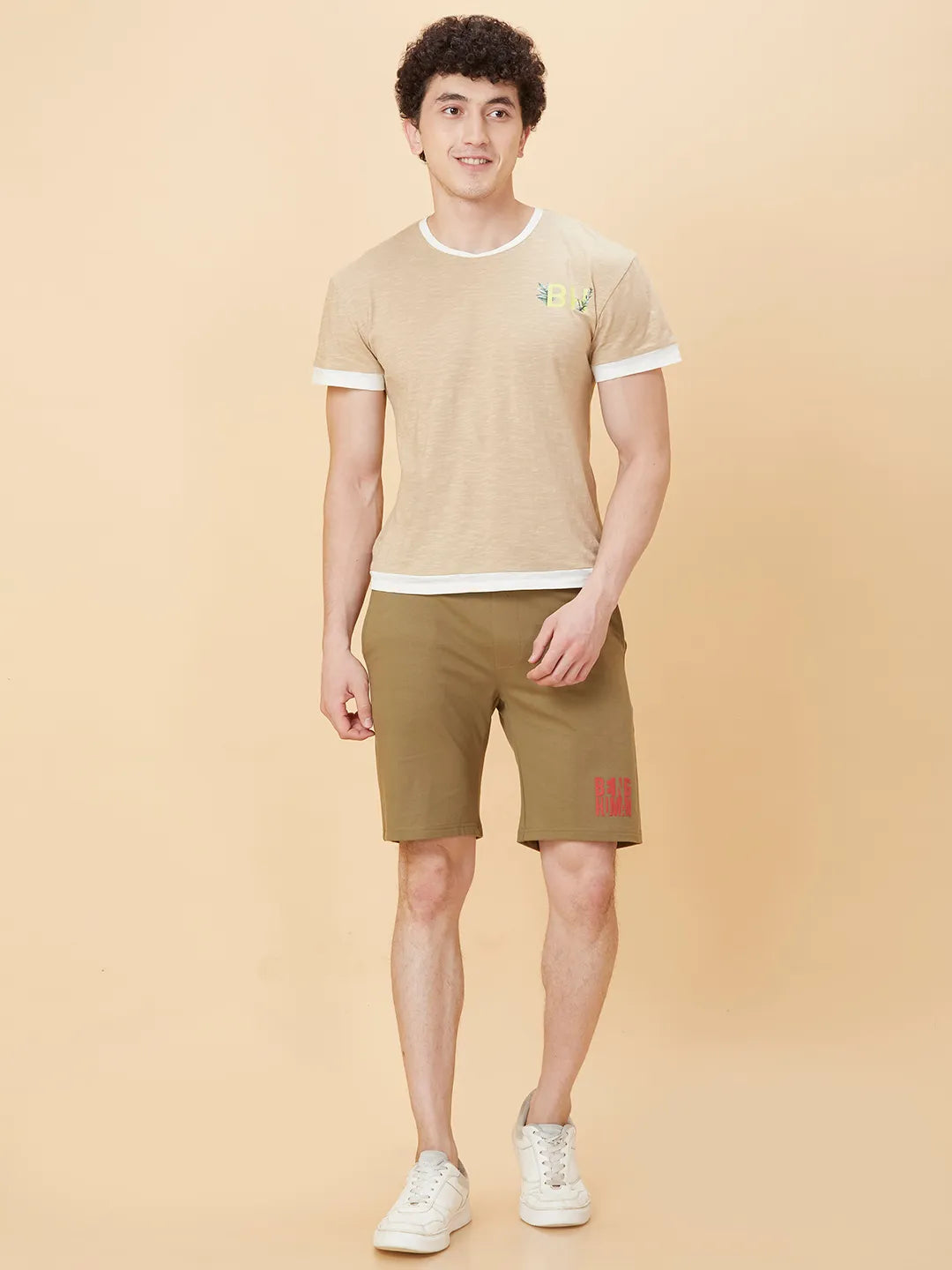 Being Human Clothing Men Regular Fit Track Shorts-Olive