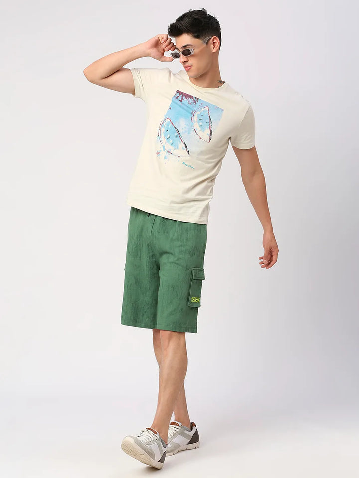 Green Regular Fit Shorts For Men