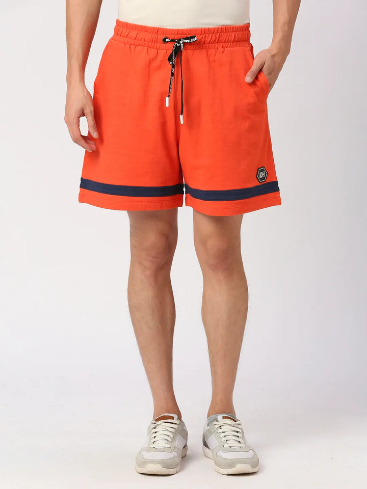 Orange Regular Fit Shorts For Men By Being Human Clothing