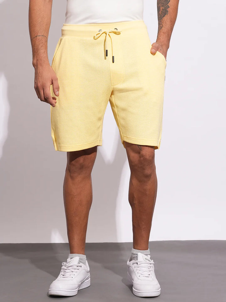Yellow Regular Fit Shorts For Men By Being Human Clothing