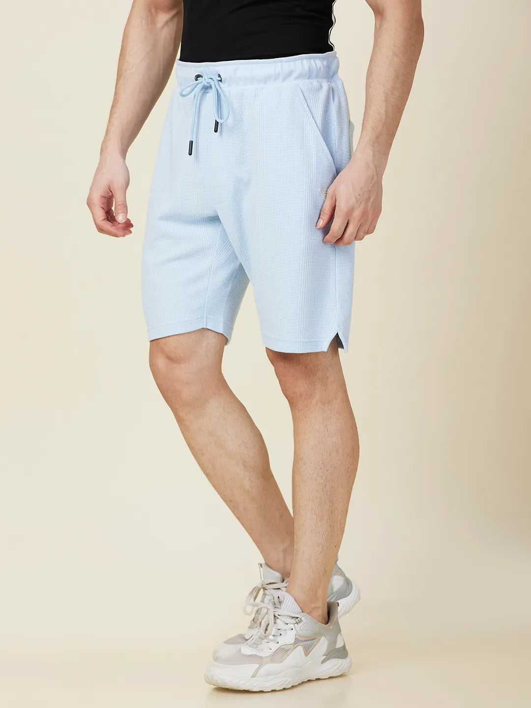 Being Human Clothing Men Blue Textured Shorts