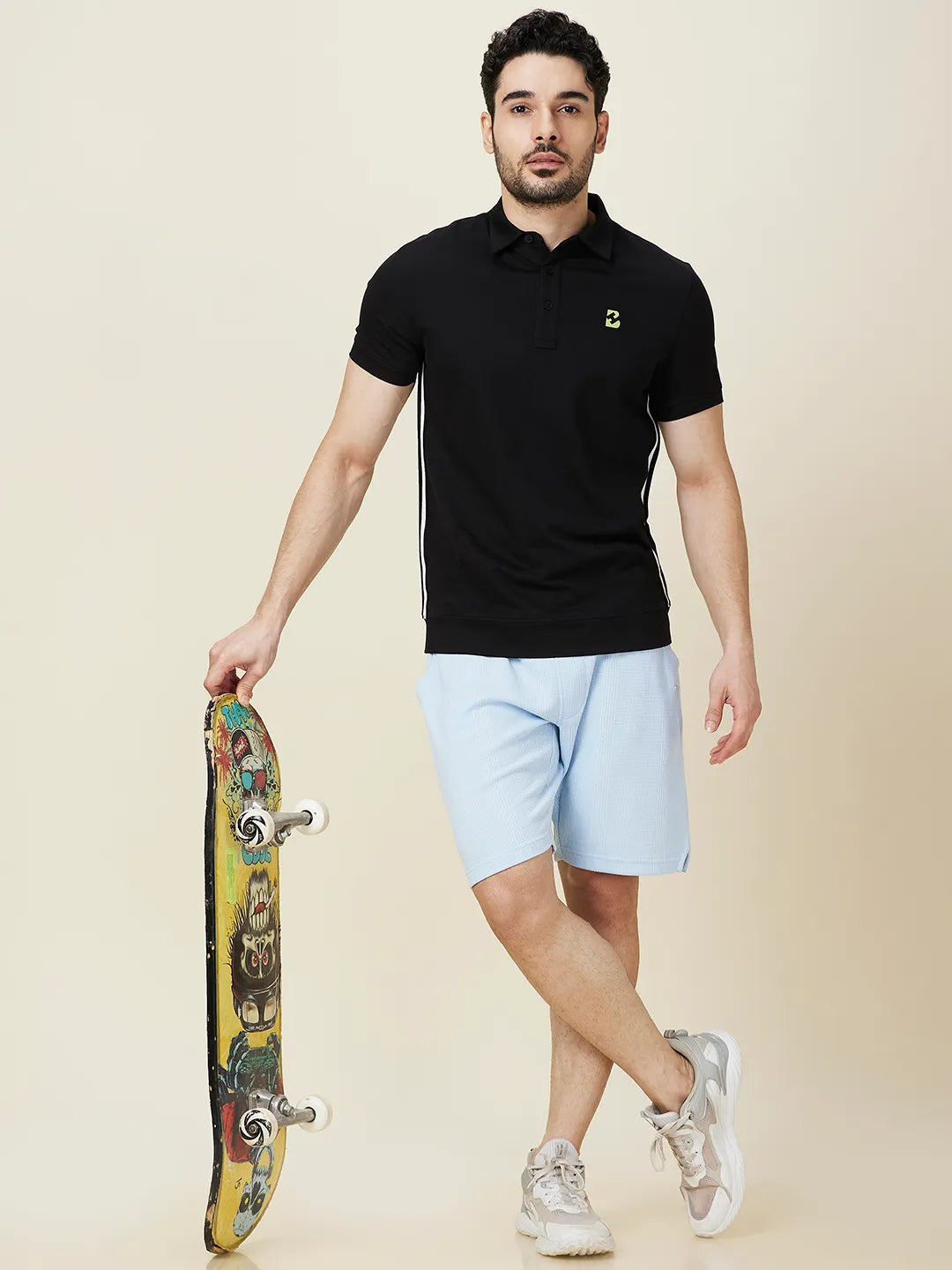 Being Human Clothing Men Blue Textured Shorts