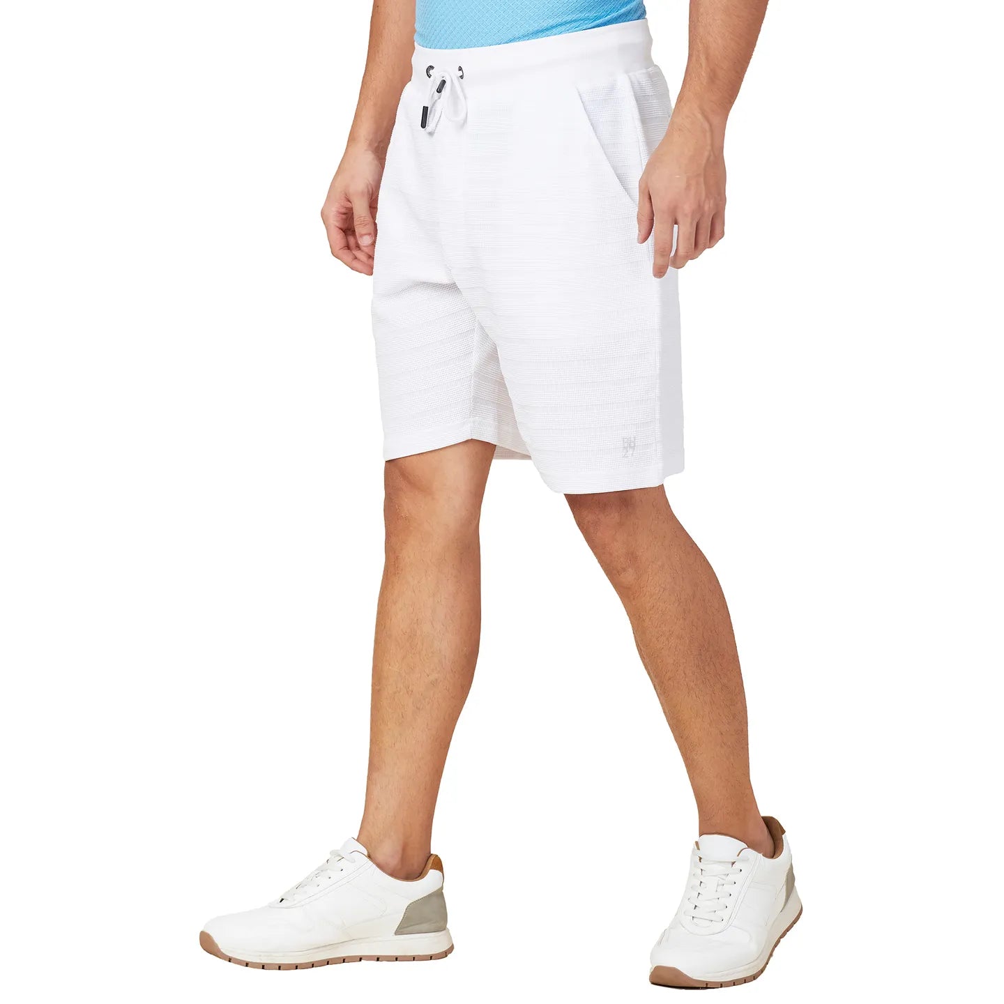 Being Human Clothing Men White Horizontal Stripes Shorts