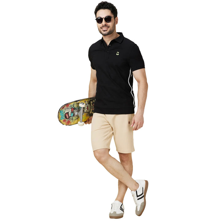 Beige Regular Fit Shorts For Men