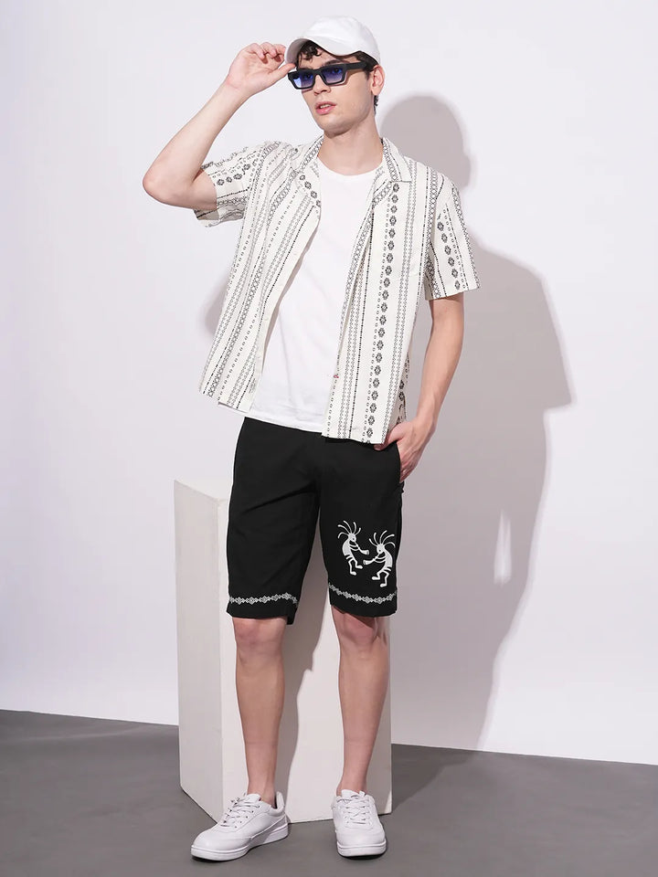 Black Regular Fit Shorts For Men