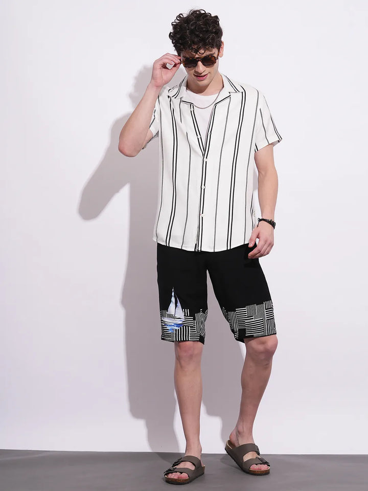Black Regular Fit Shorts For Men