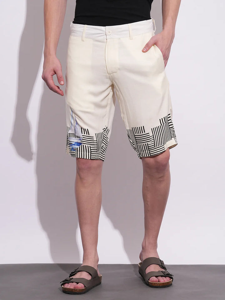 Beige Regular Fit Shorts For Men By Being Human Clothing