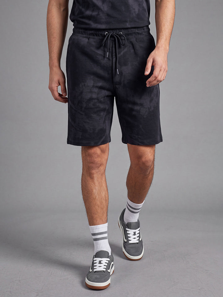 Grey & Black Easy Fit Polycotton Mid Rise Men's Shorts by Being Human Clothing