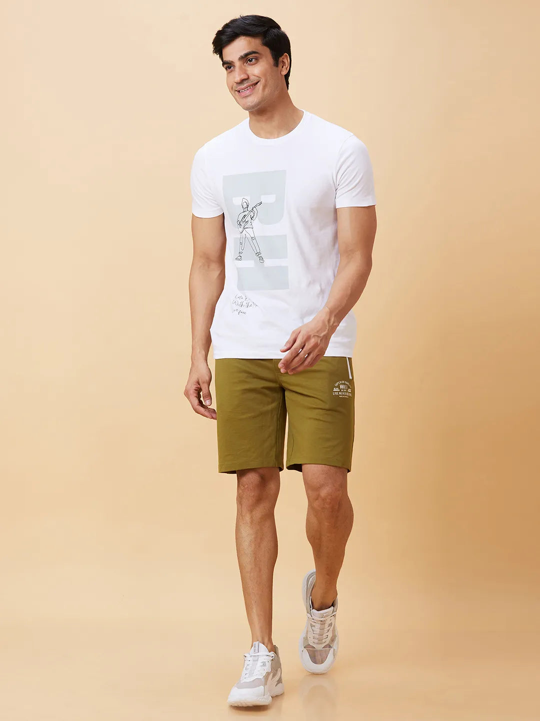 Being Human Clothing Men Regular Fit Shorts-Olive