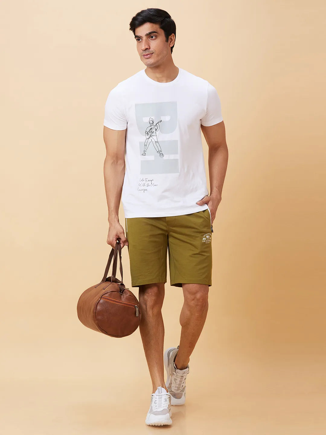 Being Human Clothing Men Regular Fit Shorts-Olive
