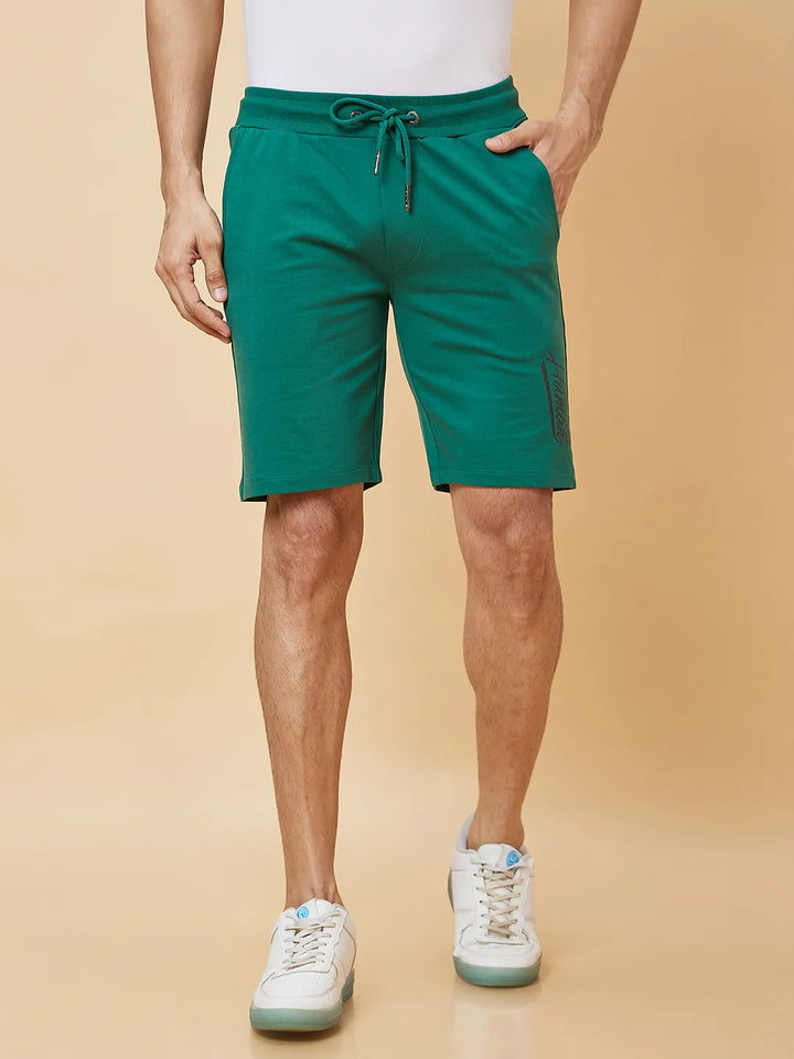 Green Regular Fit Men's Shorts