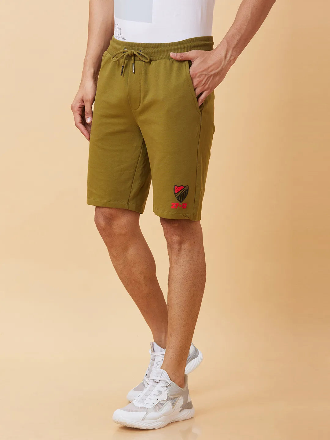 Being Human Clothing Men Regular Fit Shorts-Olive